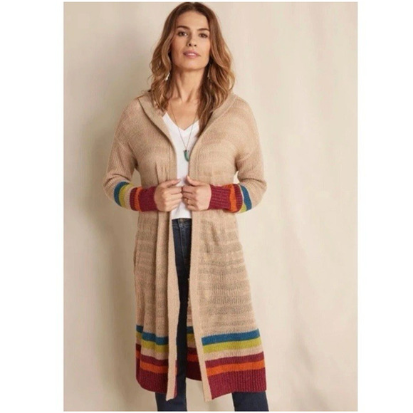 Matilda Jane Stay Cozy Cardigan Sweater Hooded Duster Small Open Front Metallic - Picture 1 of 15